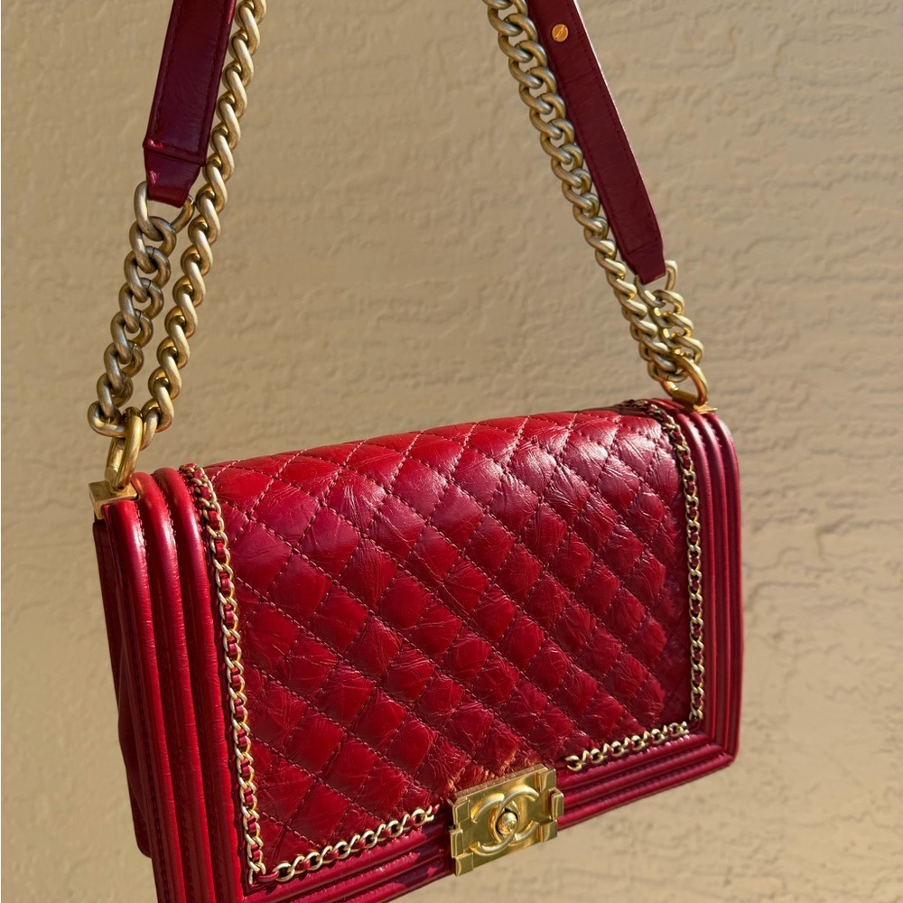 Chanel Jacket Boy Flap Bag Quilted Aged Calfskin Old Medium